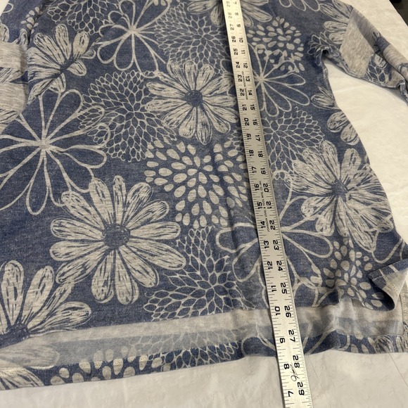 Jess & Jane Womens Tunic Top S Blue Daisy Floral  Cotton Blend Shirt Artsy - Picture 4 of 7
